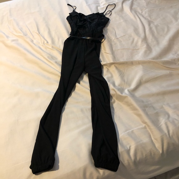 Candie's Pants - Black belted jumpsuit